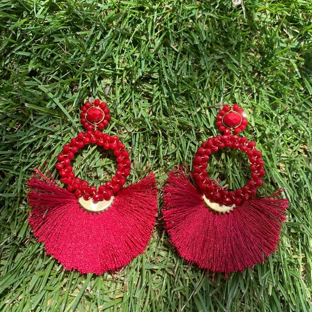 Tassel earrings, aretes de cristal traído de mexic